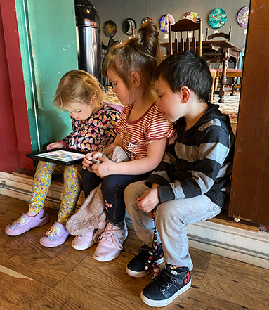 3 kids at Fausto Coffee in Lincolnton, NC